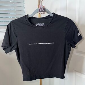 144. Alphalete Women's Black Crop Tee - Learn More Print